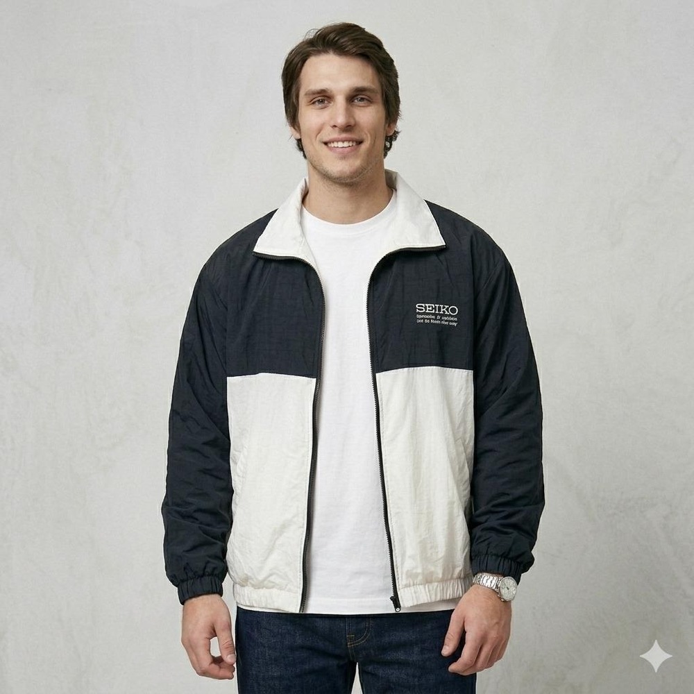 Vtg 90s SEIKO Watch Promo Windbreaker Jacket Augusta Made in USA Mens Medium M